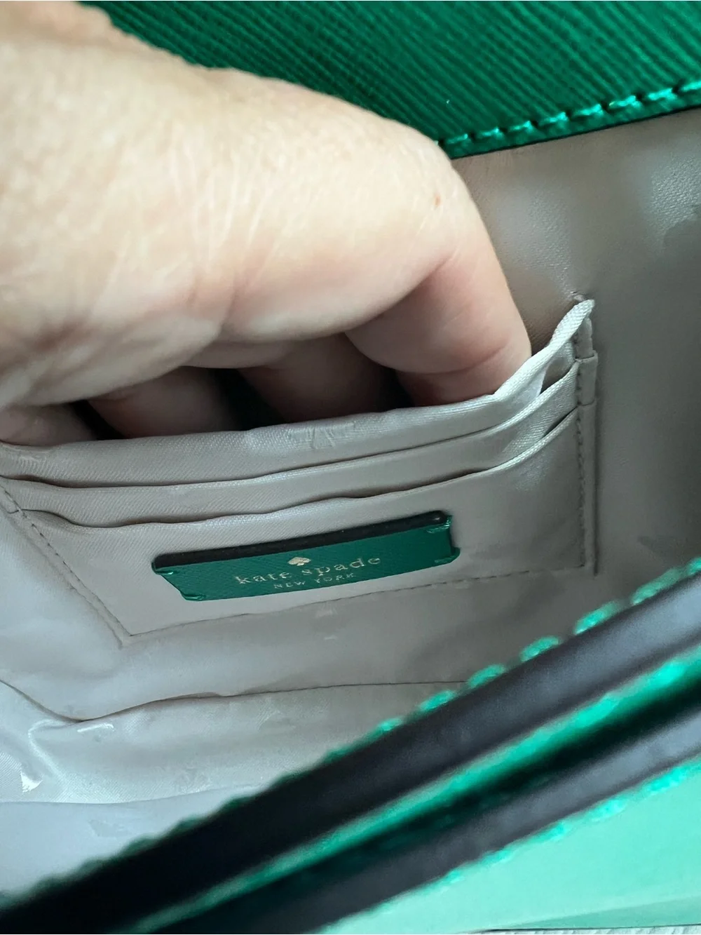 Kate Spade Crossbody Staci Square Saffiano Leather Structured Flap Green NWOT